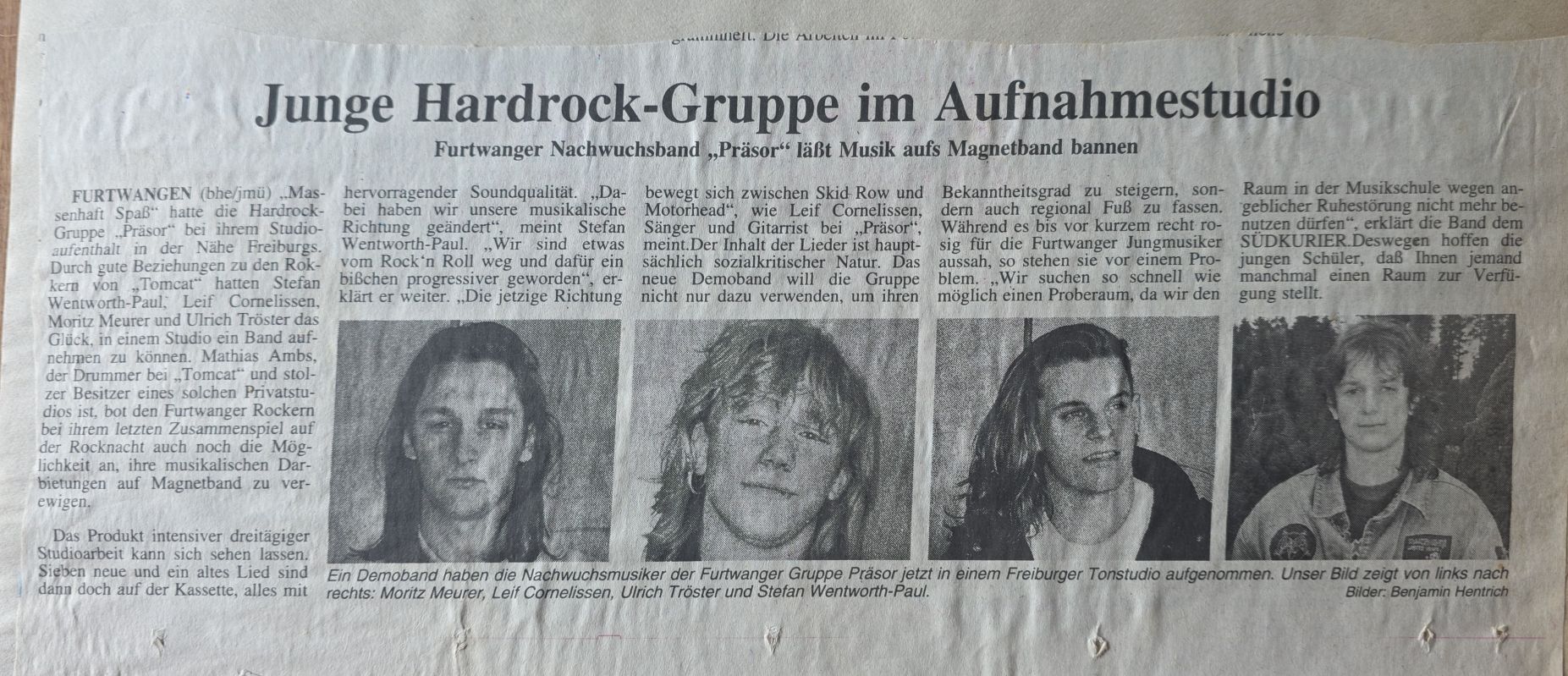 Zeitungsartikel – Junge Hardrock-Gruppe im Aufnahmestudio
